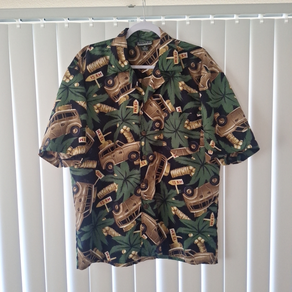 Montage Microfiber Hawaiian Button Front Shirt